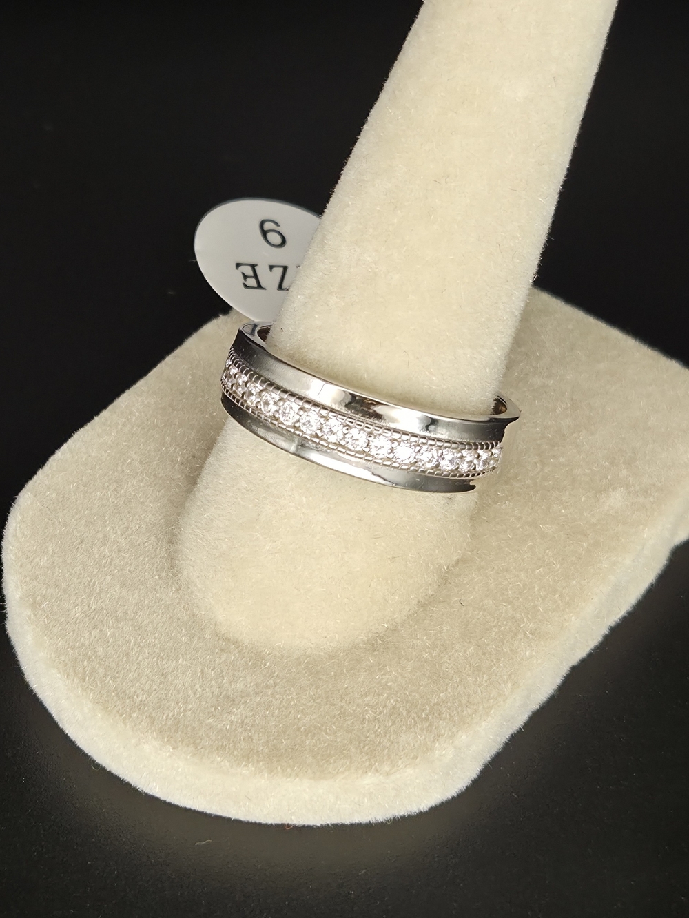 Silver Pavé Crystal Band Ring - Silver